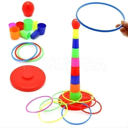 Colorful 2-in-1 Ring Toss & Stacking Tower