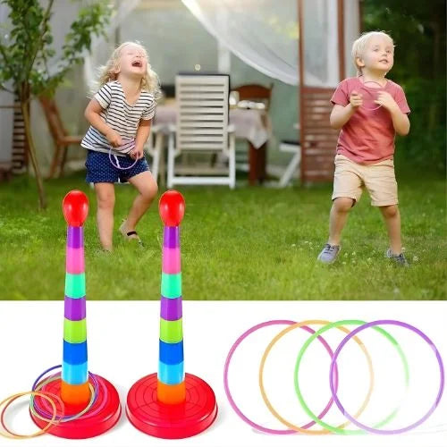 Colorful 2-in-1 Ring Toss & Stacking Tower