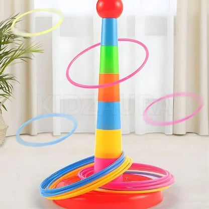 Colorful 2-in-1 Ring Toss & Stacking Tower